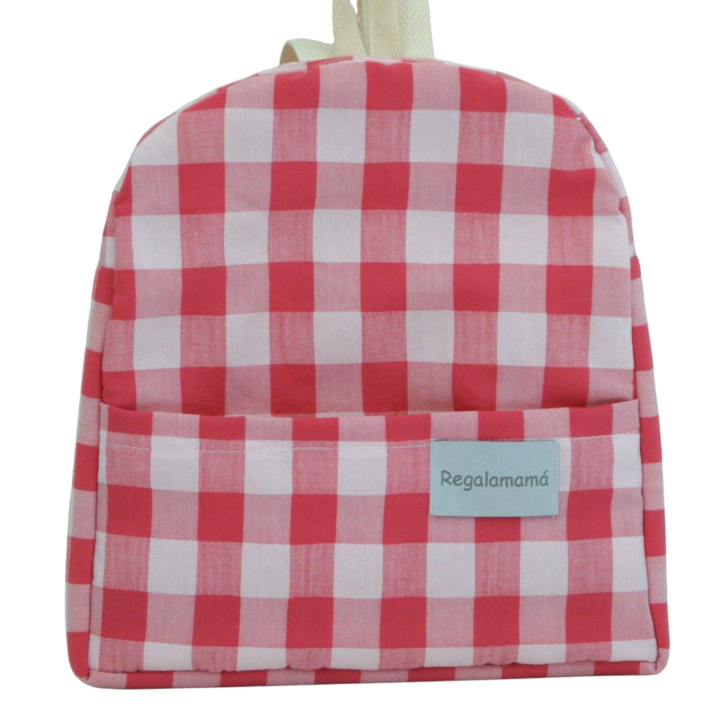 Mochila guardería vichy rosa grande