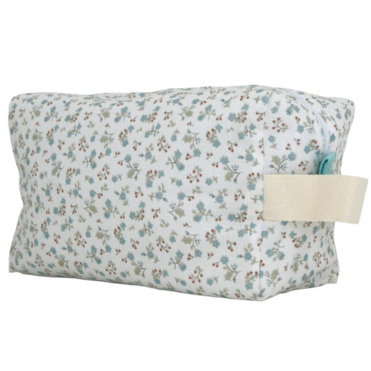 Neceser grande de viaje con gran capacidad, estampado azul florecitas