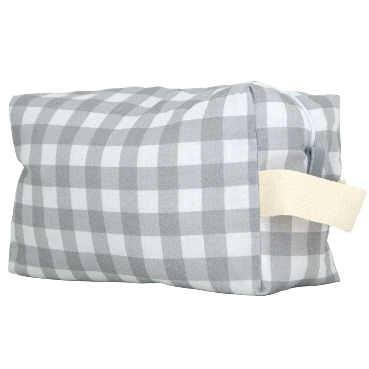 Neceser grande de viaje con gran capacidad, estampado vichy gris