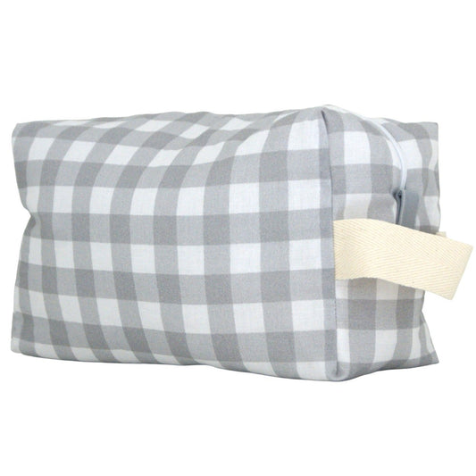 Neceser grande de viaje con gran capacidad, estampado vichy gris