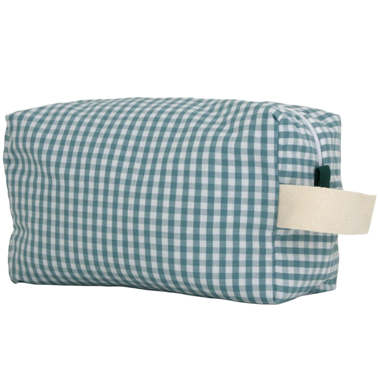 Neceser grande de viaje con gran capacidad, estampado vichy verde
