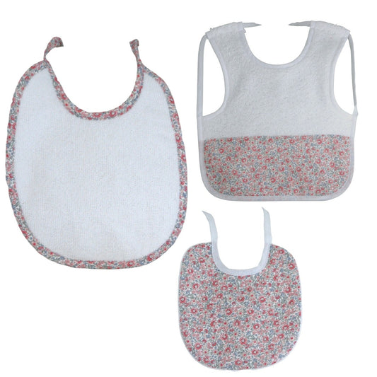 Pack baberos Rose para bebé personalizados con 3 diseños distintos, regalo práctico y colorido