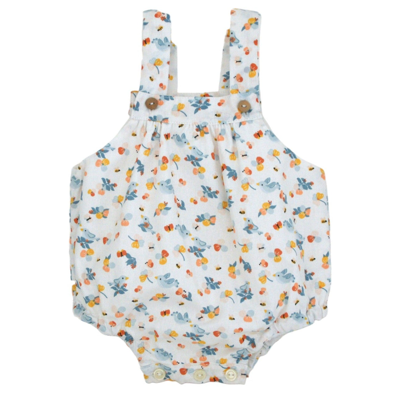 Peto blanco para bebé con estampado de pajaritos