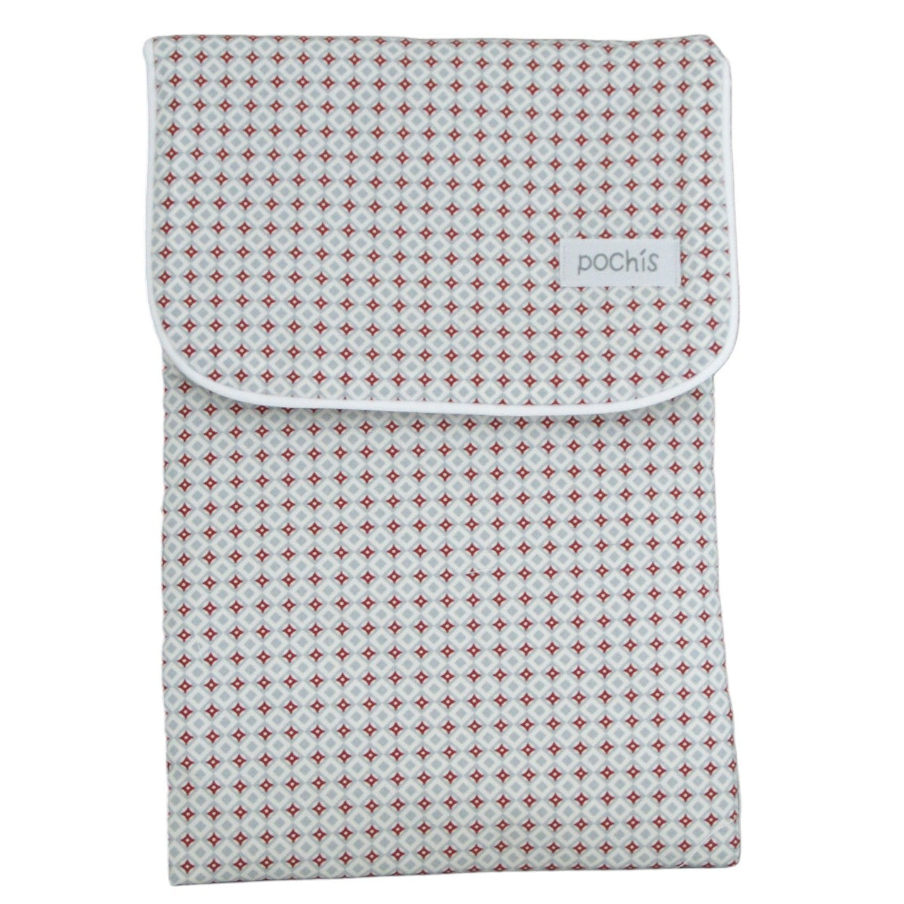 Porta pañales de estampado burdeos y azul. Regalo perfecto para una mamá.