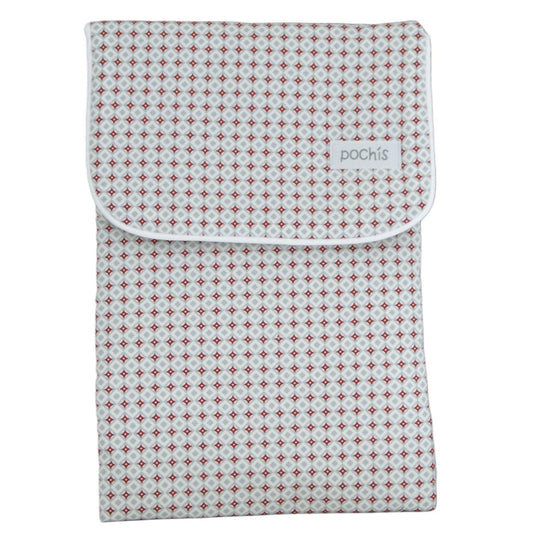 Porta pañales de estampado burdeos y azul. Regalo perfecto para una mamá.