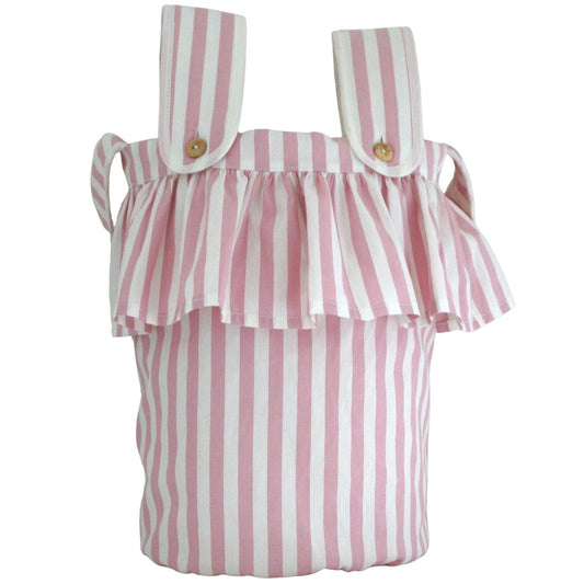 BOLSA CARRO REDONDA RAYAS ROSA