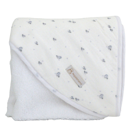 TOALLA CAPUCHA PAJAROS GRIS